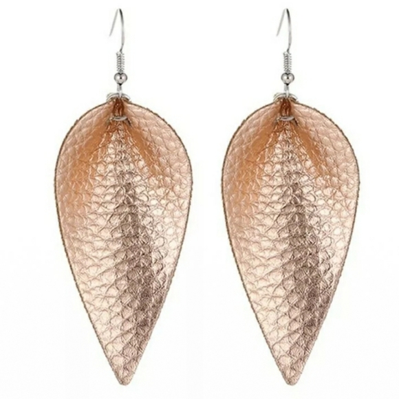 Jewelry - Earrings | Vegan Leather Leaf Earrings